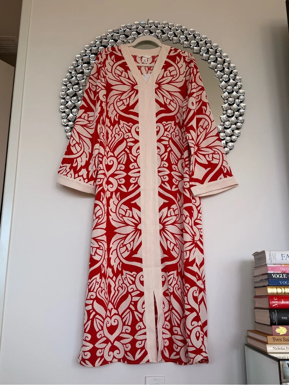 Red & Cream Floral Print Maxi Resort style dress - Picture 2 of 7